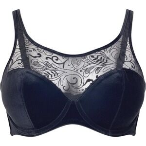 VTG Victoria Secret Black Velvet Sheer Mesh Lace Panel Push Up Bra 36A 7499‎ NOS